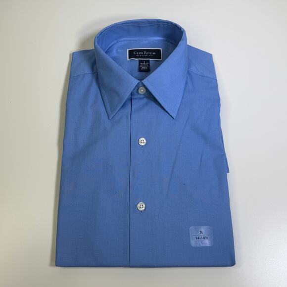 Club Room Men's Regular Fit Solid Dress Shirt, Yacht Blue small 14.5 neck $50 - Picture 1 of 7